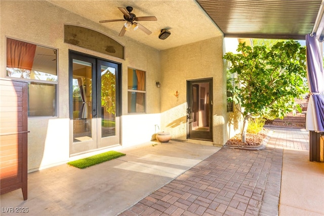 9685 Stonily Ln, Las Vegas, NV 89178 - view of patio with french doors and ceiling fan