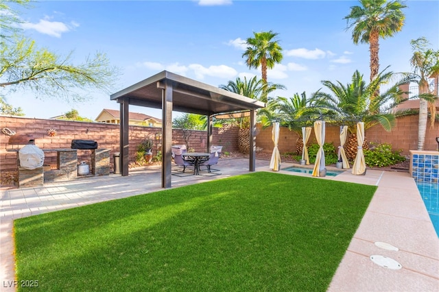 9685 Stonily Ln, Las Vegas, NV 89178 - fenced backyard with a patio and a pool