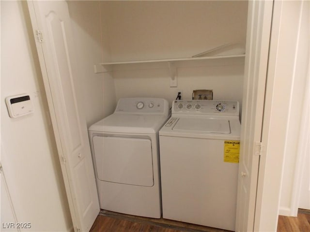 1018 Sun Poppy Ave, Las Vegas, NV 89123 - laundry room featuring washing machine and clothes dryer and dark wood-type flooring
