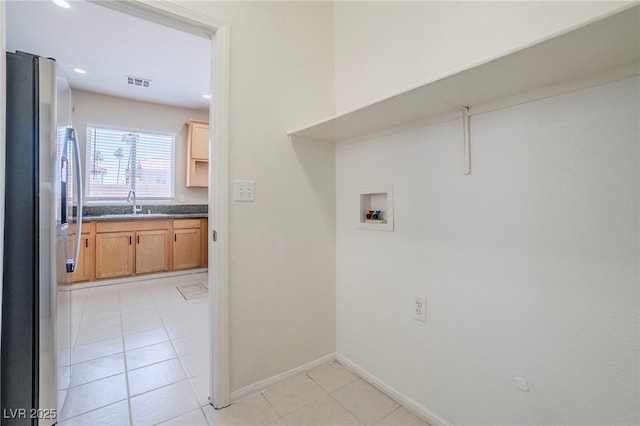 5282 Monterey Park Cir, Las Vegas, NV 89146 - washroom featuring washer hookup, light tile patterned flooring, and recessed lighting