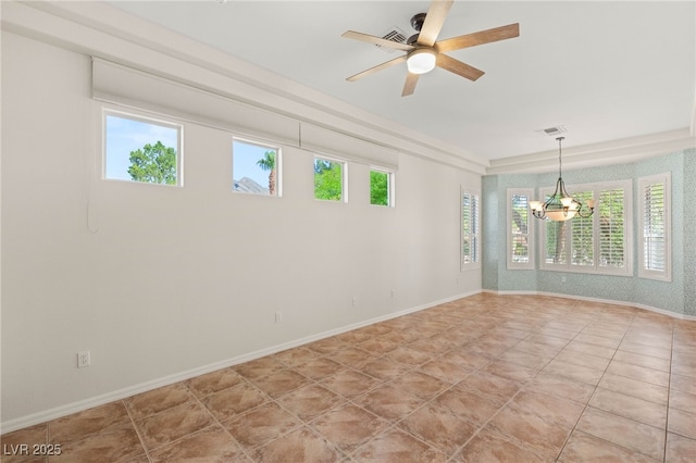 10548 Findlay Ave, Las Vegas, NV 89134 - unfurnished room featuring a chandelier and a ceiling fan