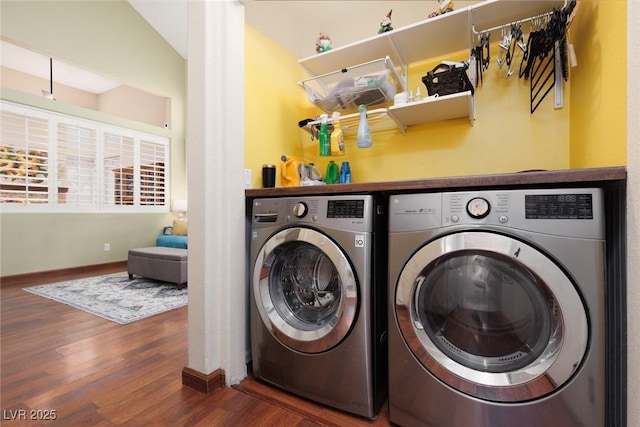 1839 Thunder Mountain Dr, Henderson, NV 89012 - washroom with washer and dryer and wood finished floors