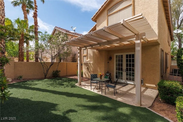 1839 Thunder Mountain Dr, Henderson, NV 89012 - back of property with stucco siding, a pergola, french doors, and a patio area