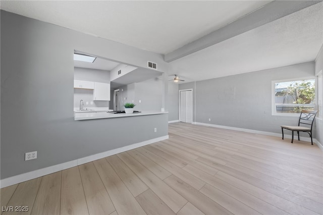 104 Stanford St, Las Vegas, NV 89107 - unfurnished living room featuring light wood finished floors and ceiling fan