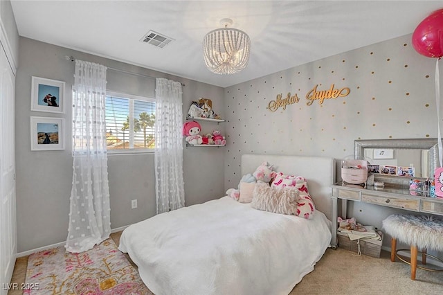 554 Haunts Walk Ave, Las Vegas, NV 89178 - carpeted bedroom featuring a chandelier and baseboards