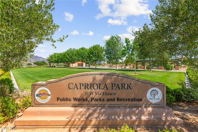 3058 Casarano Ct, Henderson, NV 89044 - community / neighborhood sign featuring a mountain view and a lawn