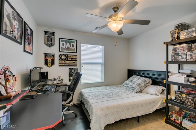 8733 Autumn Teal Ave, Las Vegas, NV 89178 - bedroom featuring an office area, carpet flooring, and ceiling fan