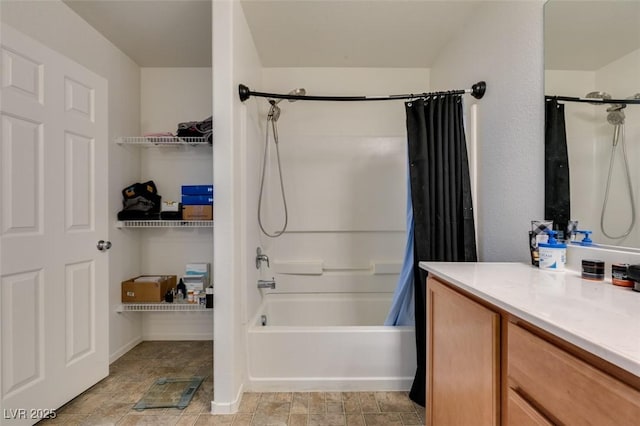 8733 Autumn Teal Ave, Las Vegas, NV 89178 - bathroom featuring shower / tub combo with curtain and vanity