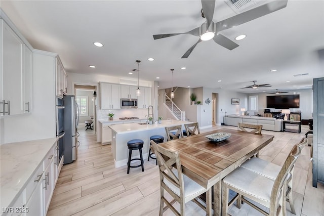 1523 Great Sands St, Boulder City, NV 89005 - dining area featuring a ceiling fan, recessed lighting, and wood finish floors