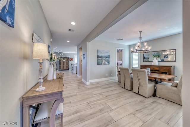 1523 Great Sands St, Boulder City, NV 89005 - dining room featuring a chandelier, wood tiled floors, and recessed lighting