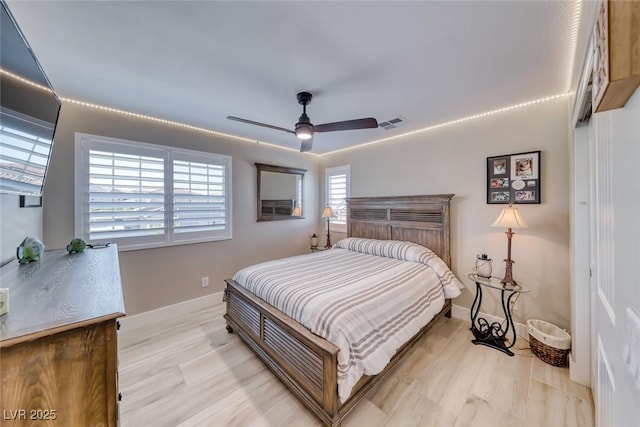 1523 Great Sands St, Boulder City, NV 89005 - bedroom with ceiling fan and light wood-style flooring