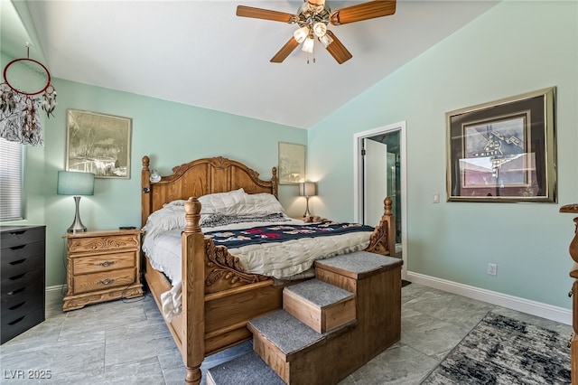 3495 Eagle Bend St, Las Vegas, NV 89122 - bedroom featuring vaulted ceiling and a ceiling fan