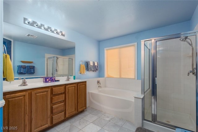 8213 Cabin Springs Ave, Las Vegas, NV 89131 - full bathroom with a stall shower, a garden tub, and double vanity