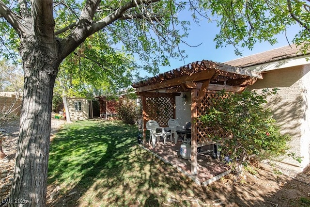 8213 Cabin Springs Ave, Las Vegas, NV 89131 - view of yard featuring a pergola, a shed, and a patio area