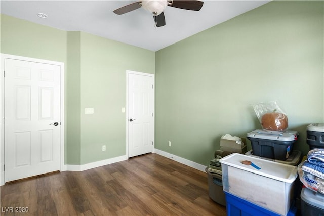 4212 Helens Pouroff Ave, North Las Vegas, NV 89085 - interior space with ceiling fan and dark wood-style floors