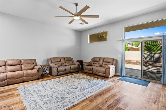 4212 Helens Pouroff Ave, North Las Vegas, NV 89085 - living area with ceiling fan and wood finished floors
