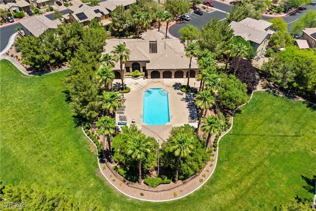 4212 Helens Pouroff Ave, North Las Vegas, NV 89085 - aerial view of residential area with a pool