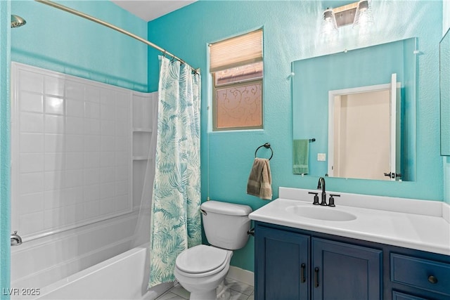 4212 Helens Pouroff Ave, North Las Vegas, NV 89085 - bathroom featuring vanity, shower / bath combo, and a textured wall