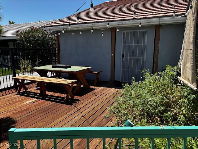 3601 Slapton Ave, North Las Vegas, NV 89031 - wooden terrace featuring outdoor dining area