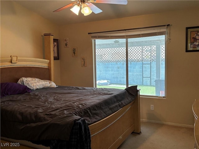 3601 Slapton Ave, North Las Vegas, NV 89031 - bedroom featuring access to outside, light carpet, multiple windows, and ceiling fan