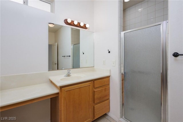 693 Hagens Aly, Mesquite, NV 89027 - full bathroom featuring vanity, a stall shower, and tile patterned floors