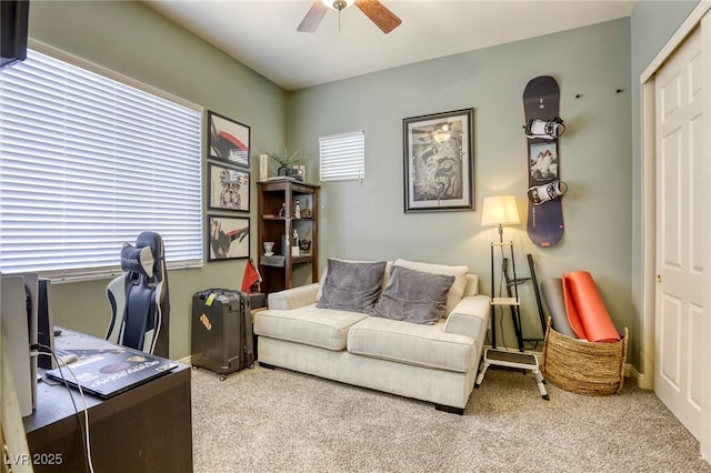 7286 Mount Kearsarge St, Las Vegas, NV 89131 - office area with a ceiling fan and carpet