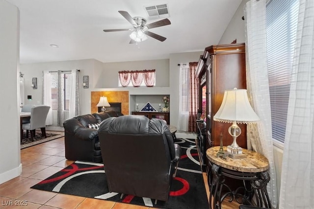 10918 Avenzano St, Las Vegas, NV 89141 - living area featuring tile patterned floors and a ceiling fan