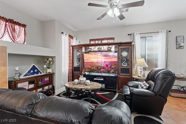 10918 Avenzano St, Las Vegas, NV 89141 - living room featuring light tile patterned floors and ceiling fan