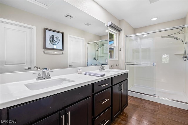 7017 Pearl Hilltop Ct, Las Vegas, NV 89148 - full bathroom with a stall shower and double vanity