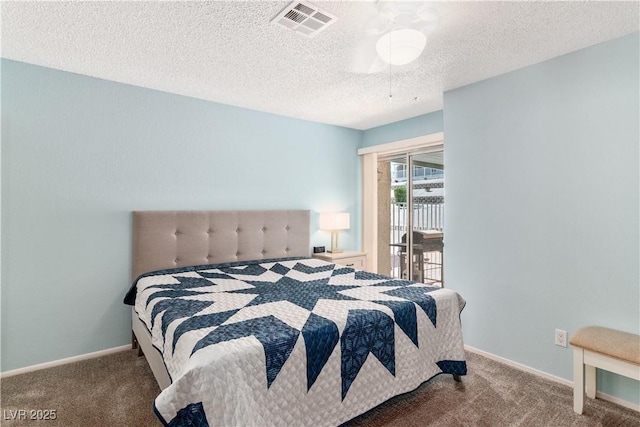 2152 High Dunes Ln, Laughlin, NV 89029 - carpeted bedroom featuring access to outside and a textured ceiling