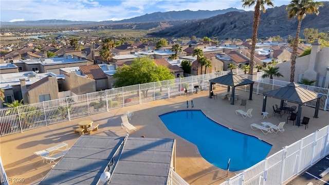 2152 High Dunes Ln, Laughlin, NV 89029 - view of pool featuring a gazebo, a mountain view, and a residential view