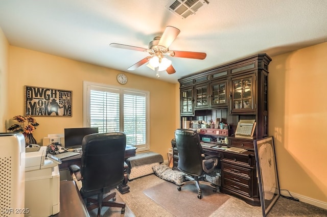 4095 Ridgewood Ave, Las Vegas, NV 89120 - carpeted home office featuring a ceiling fan and baseboards