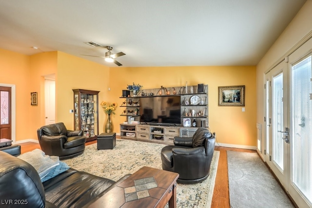 4095 Ridgewood Ave, Las Vegas, NV 89120 - living area with a ceiling fan and wood finished floors
