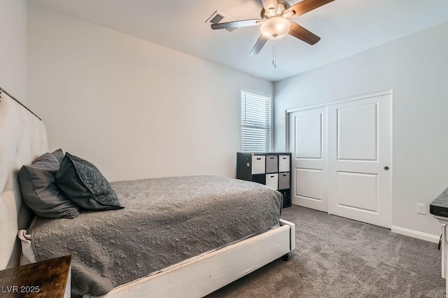 9440 Lunar Ray St, Las Vegas, NV 89143 - carpeted bedroom with ceiling fan and a closet