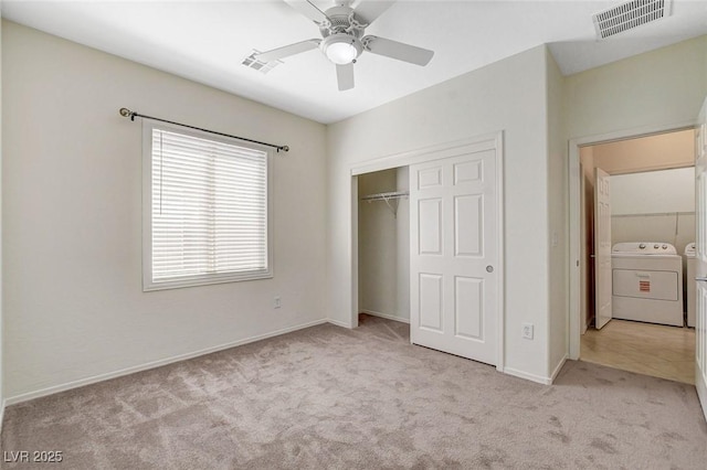 2508 Chasma Dr, Henderson, NV 89044 - unfurnished bedroom with separate washer and dryer, carpet floors, a closet, and ceiling fan