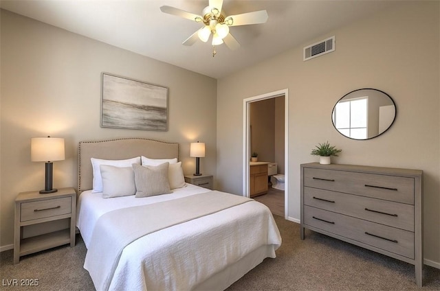 9050 W Warm Springs Rd Unit 2062, Las Vegas, NV 89148 - bedroom with carpet flooring, ensuite bathroom, and ceiling fan