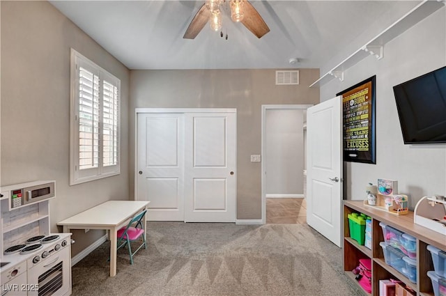 2433 Amatrice St, Henderson, NV 89044 - recreation room featuring ceiling fan and carpet