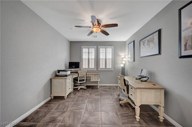 2433 Amatrice St, Henderson, NV 89044 - office area with a ceiling fan and baseboards