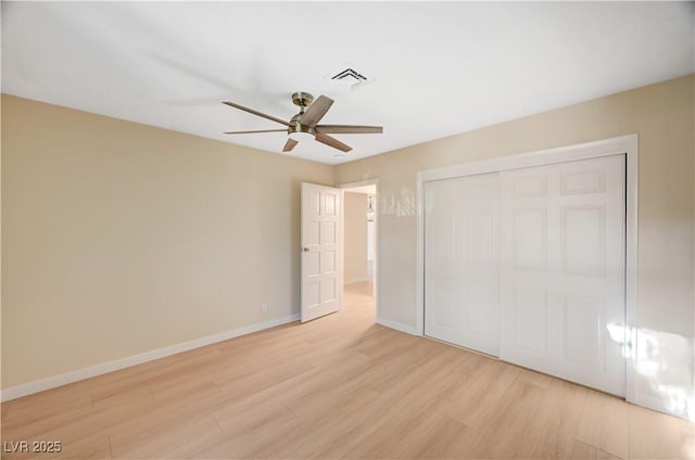 1905 Plaza Del Padre, Las Vegas, NV 89102 - unfurnished bedroom with light wood-style flooring, a closet, and ceiling fan