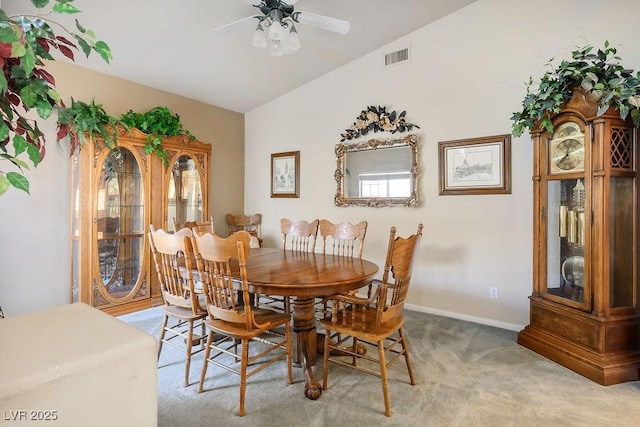 816 Sandsprings St, Henderson, NV 89011 - dining area featuring carpet flooring, ceiling fan, and lofted ceiling