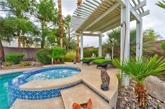 1704 River Birch St, Las Vegas, NV 89117 - view of swimming pool with an in-ground hot tub and a fenced backyard