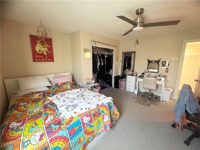 6922 Majestic Palm Dr, Las Vegas, NV 89122 - bedroom featuring carpet flooring, a closet, an office area, and a ceiling fan