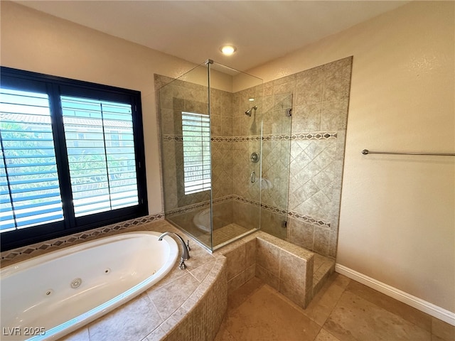 585 Via Alhambra, Las Vegas, NV 89123 - full bath with a shower stall, a whirlpool tub, and tile patterned floors