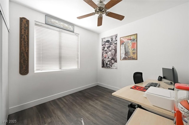 2229 Armacost Dr, Henderson, NV 89074 - office area with dark wood-style flooring and ceiling fan
