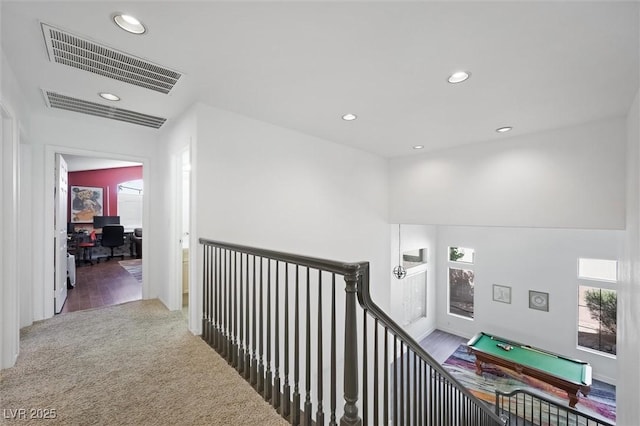 2229 Armacost Dr, Henderson, NV 89074 - hallway with recessed lighting, an office area, plenty of natural light, carpet, and an upstairs landing
