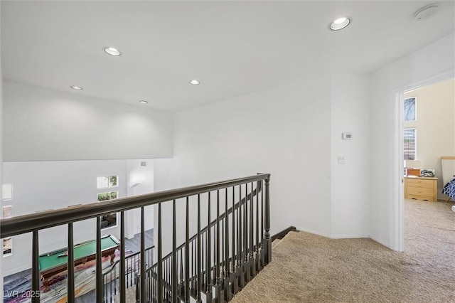 2229 Armacost Dr, Henderson, NV 89074 - corridor featuring an upstairs landing, carpet floors, and recessed lighting