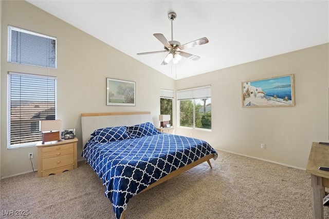 2229 Armacost Dr, Henderson, NV 89074 - carpeted bedroom featuring lofted ceiling and ceiling fan