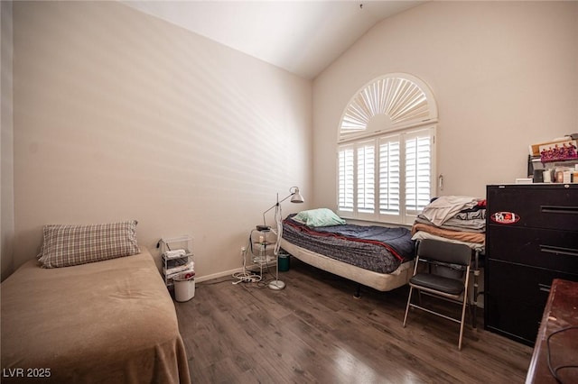 7231 Sequoia Springs Dr, Las Vegas, NV 89147 - bedroom with lofted ceiling and wood finished floors