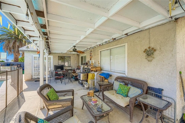 6616 Celeste Ave, Las Vegas, NV 89107 - view of patio / terrace featuring an outdoor living space and ceiling fan