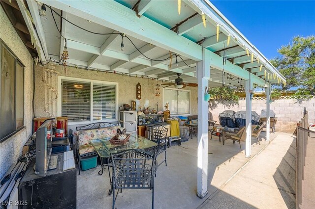 6616 Celeste Ave, Las Vegas, NV 89107 - view of patio / terrace featuring outdoor dining space, a ceiling fan, and an outdoor living space